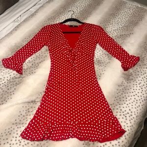 Red frill polka dot dress